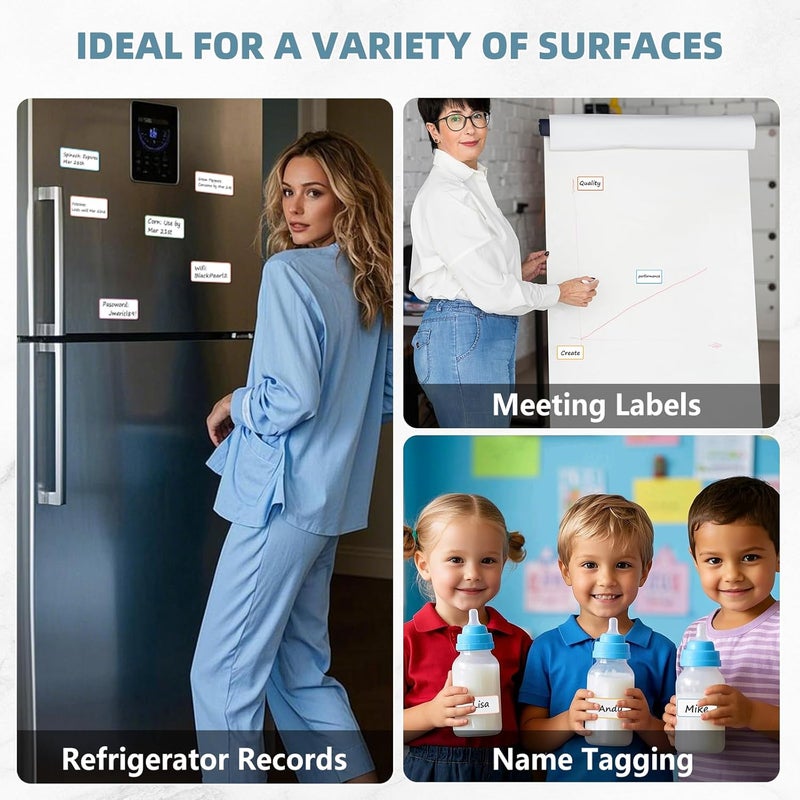 PPB Dry Erase Labels Sticky Notes for Containers, Reusable Waterproof Removable Stickers for Storage Bins, Freezer, Kitchen, Classroom, Whiteboard, All Purpose Use (1.2”x 2”, Multicolor, 60 Dots) - Image 5